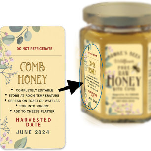 Honeycomb Storage Serving Suggestions Harvest Date Label
