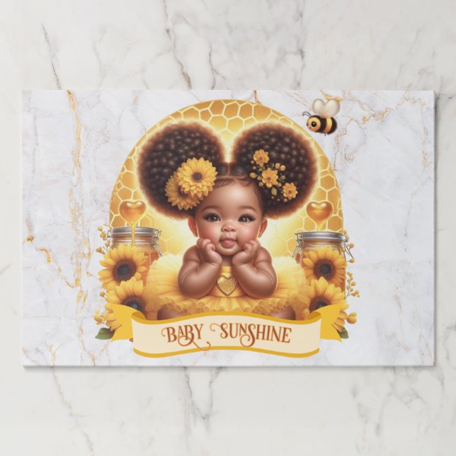 Honeycomb & Sunflowers Cute Afro Puff Baby Girl  Paper Pad (Front)