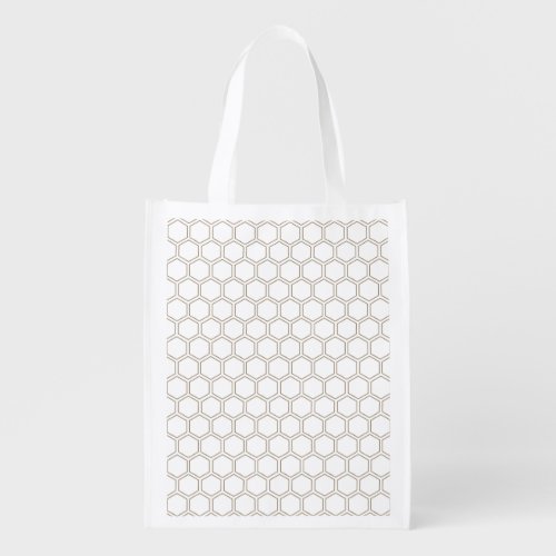 Honeycomb Taupe Neutral Pattern Beekeeper          Grocery Bag