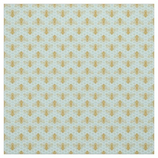 Honeycomb Teal and Bees Fabric