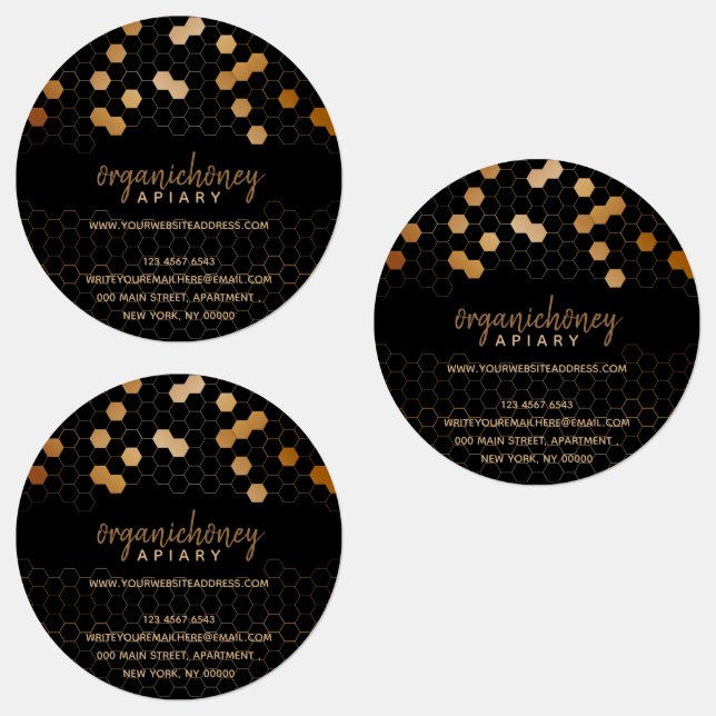 Honeycomb Textured Apiary Jar Black Labels (Group)