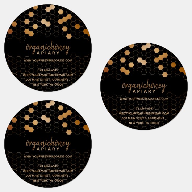 Honeycomb Textured Apiary Jar Black Labels