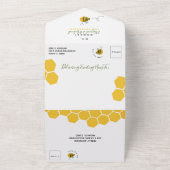 Honeycomb Watercolor Bumble Bee Baby Shower All In One Invitation (Outside)