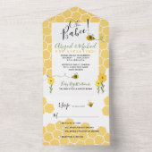 Honeycomb Watercolor Bumble Bee Baby Shower All In One Invitation (Inside)