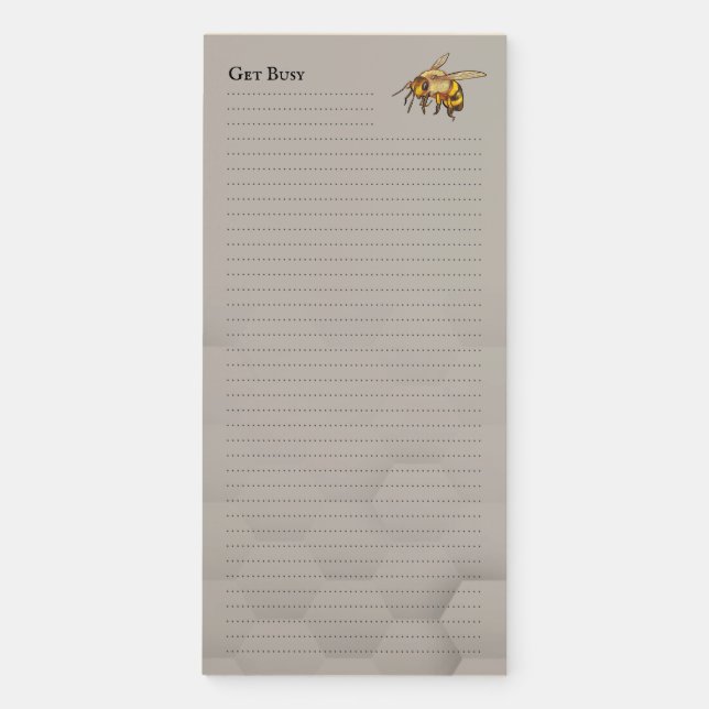 Honeycomb Watermark Busy Bee Antique White Magnetic Notepad (Front)