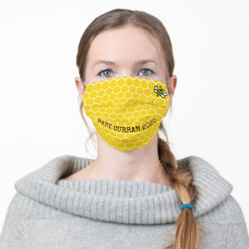 Honeycomb With Bee and Text Adult Cloth Face Mask