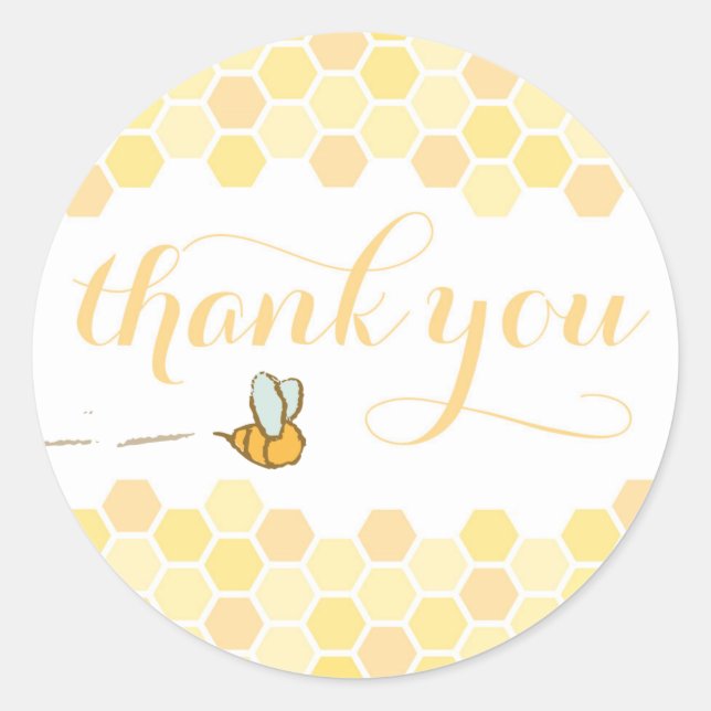 Honeycomb with bee sweet thank you classic round sticker (Front)