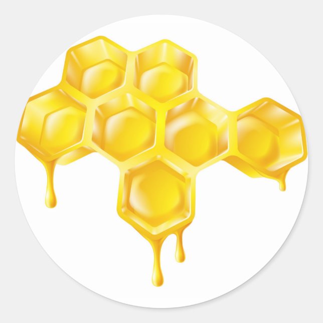 Honeycomb with dripping honey classic round sticker (Front)