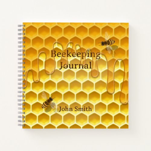 Honeycomb with Flying Honeybees Custom Square Notebook