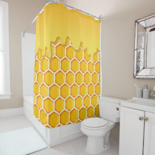 Honeycomb with Honey Drip. Shower Curtain