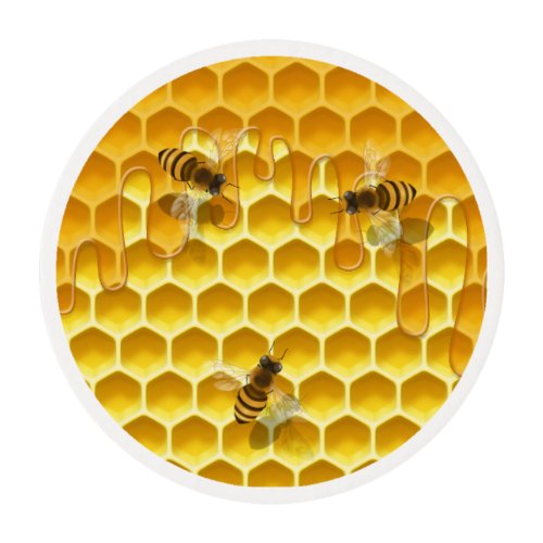 Honeycomb with Honeybees Customizable Round Edible Frosting Rounds