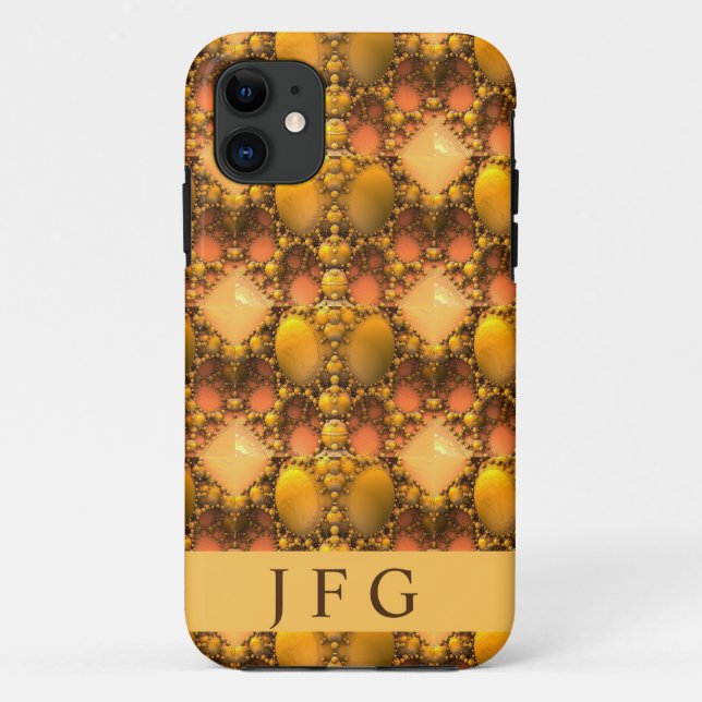 Honeycomb Yellow Fractal Art  Monogram Case-Mate iPhone Case (Back)