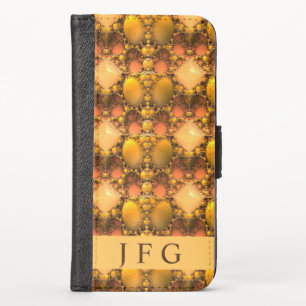 Honeycomb Yellow Fractal Art  Monogram iPhone X Wallet Case