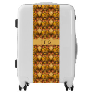 Honeycomb Yellow Fractal Art Monogram Luggage