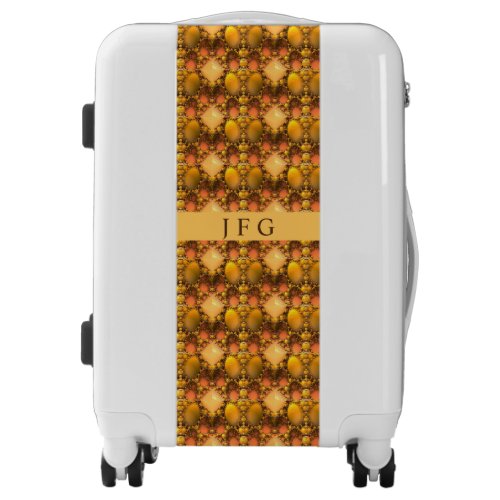 Honeycomb Yellow Fractal Art Monogram  Luggage