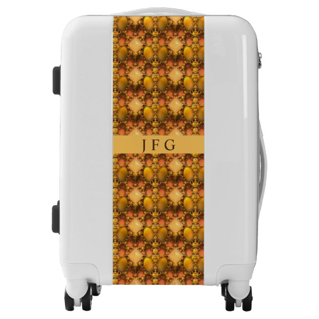 Honeycomb Yellow Fractal Art Monogram  Luggage (Front)