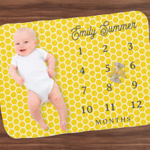Honeycomb Yellow Monthly Milestone Baby Shower Baby Blanket