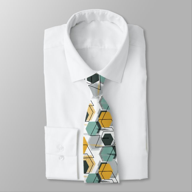Honeycombs. Abstract geometric pattern.1  Neck Tie (Tied)