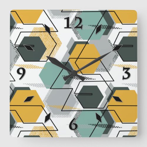 Honeycombs Abstract geometric pattern1  Square Wall Clock