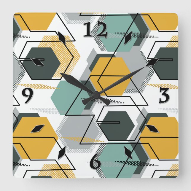 Honeycombs. Abstract geometric pattern.1  Square Wall Clock (Front)