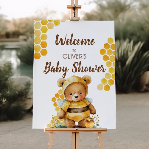 Honeycombs and brown honey teddy bear Baby Shower Foam Board
