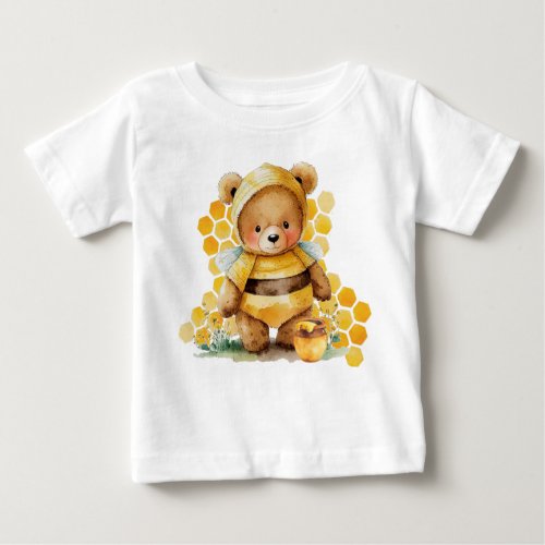Honeycombs and brown honey teddy bear baby T_Shirt