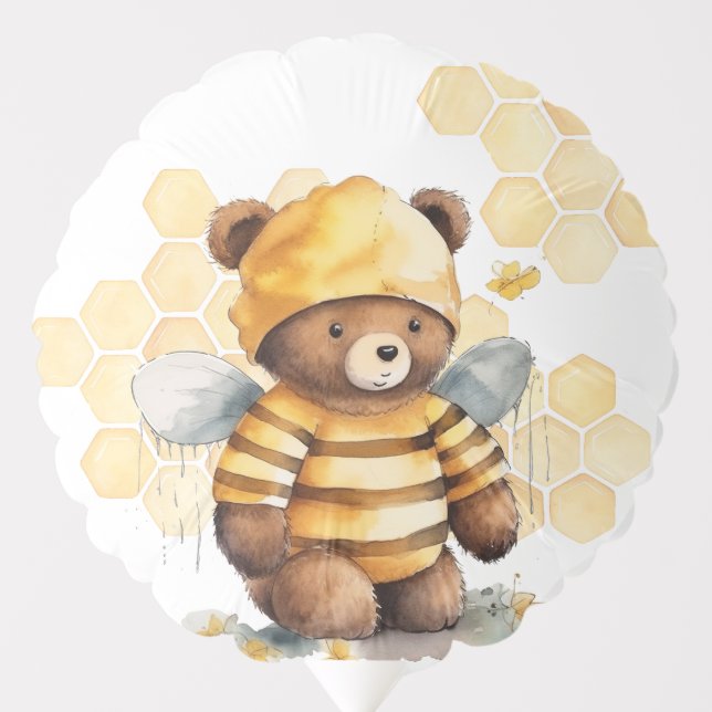 Honeycombs and brown honey teddy bear balloon (Front)