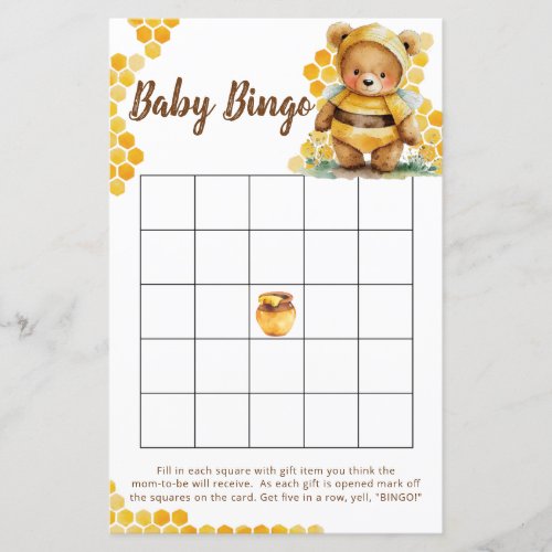 Honeycombs and brown honey teddy bear bingo game