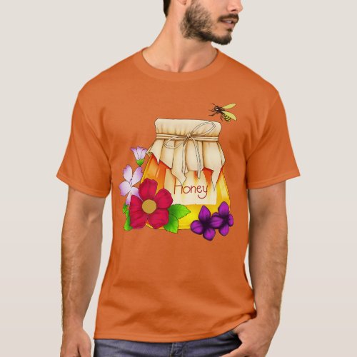 Honeycore Flowers and bee Sweet honey pot T_Shirt