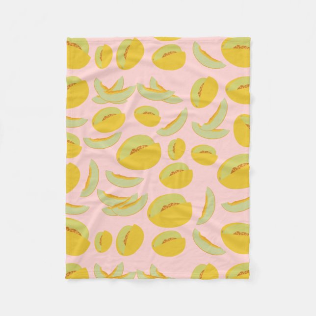 Honeydew Melons Fruit Pattern Fleece Blanket (Front)