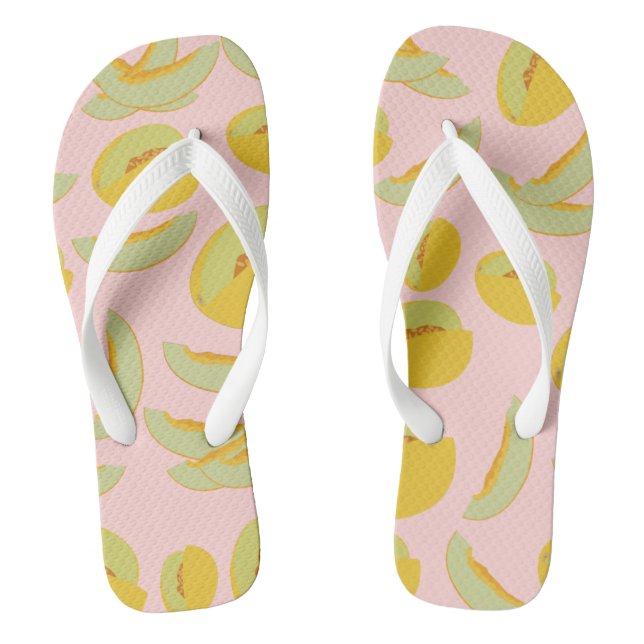 Honeydew Melons Fruit Pattern Flip Flops (Footbed)