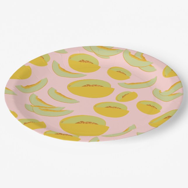 Honeydew Melons Fruit Pattern Paper Plates (Angled)