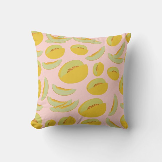 Honeydew Melons Fruit Pattern Throw Pillow (Front)