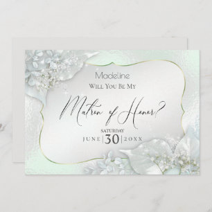 Honeydew Shimmer Will You Be My Matron of Honor Invitation