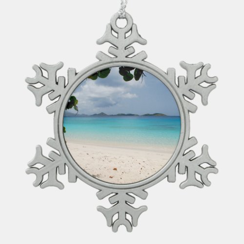 Honeymoon Bay St John USVI Snowflake Pewter Christmas Ornament