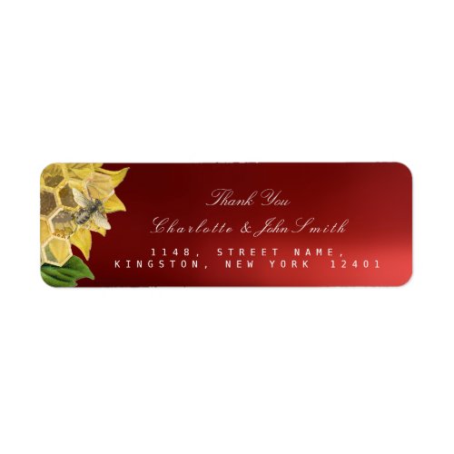 Honeymoon Bee Sunflower Return Address Labels