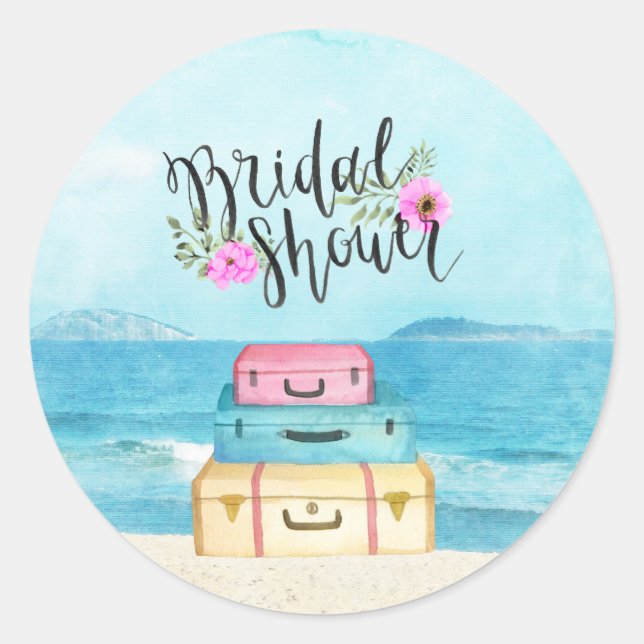 Honeymoon Bridal Shower Invitation Sticker (Front)