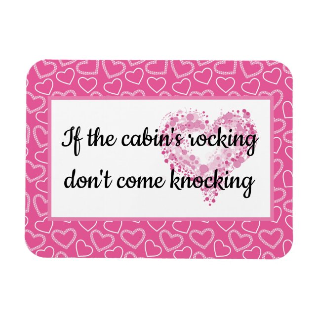 Honeymoon Cabin Pink Hearts Cruise Funny Cabin Magnet (Horizontal)