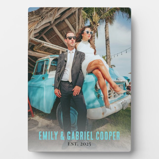 Honeymoon Couple Photo Keepsake Plaque (Front)