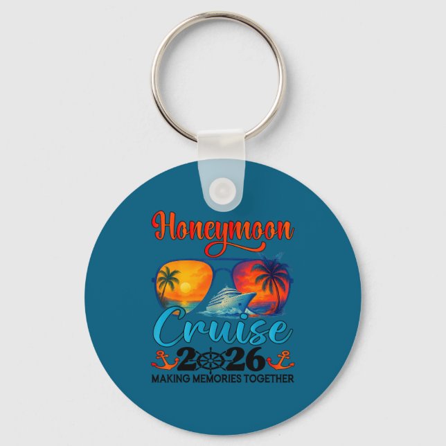 Honeymoon Cruise 2026 Just Married Keychain (Front)