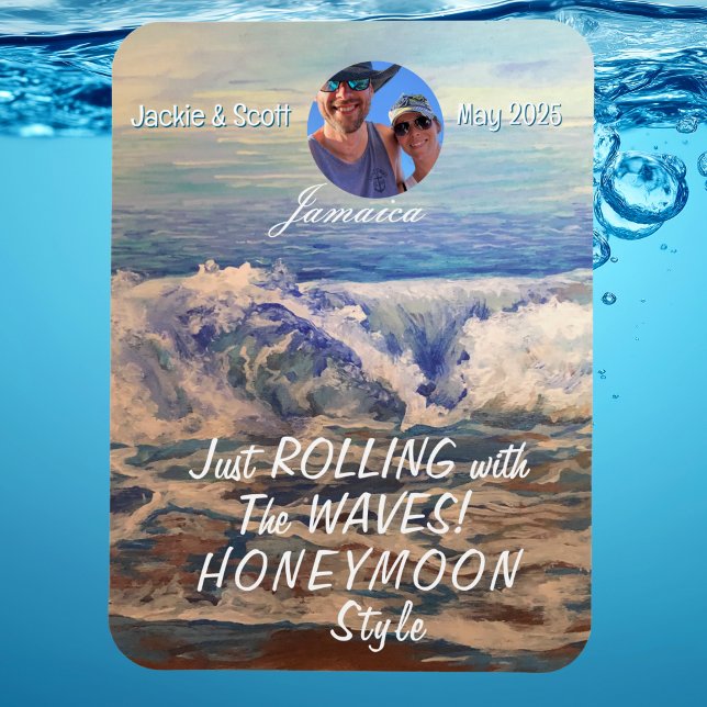 Honeymoon  Cruise Blue PERSONALIZE Photo Magnet (This Design is created for the honeymooners, Personalize)