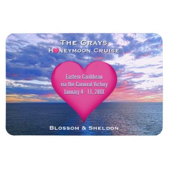 Honeymoon Cruise Heart Stateroom Door Ocean Sunset Magnet by angela65 at Zazzle