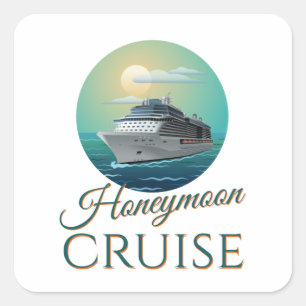 Honeymoon Cruise Newlywed Just Married Couples Square Sticker