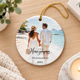 Honeymoon destination photo wedding ceramic ornament