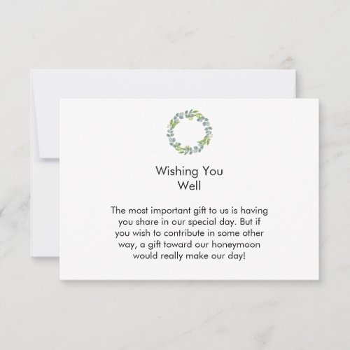 Honeymoon Eucalyptus Wreath Wedding Fund Card