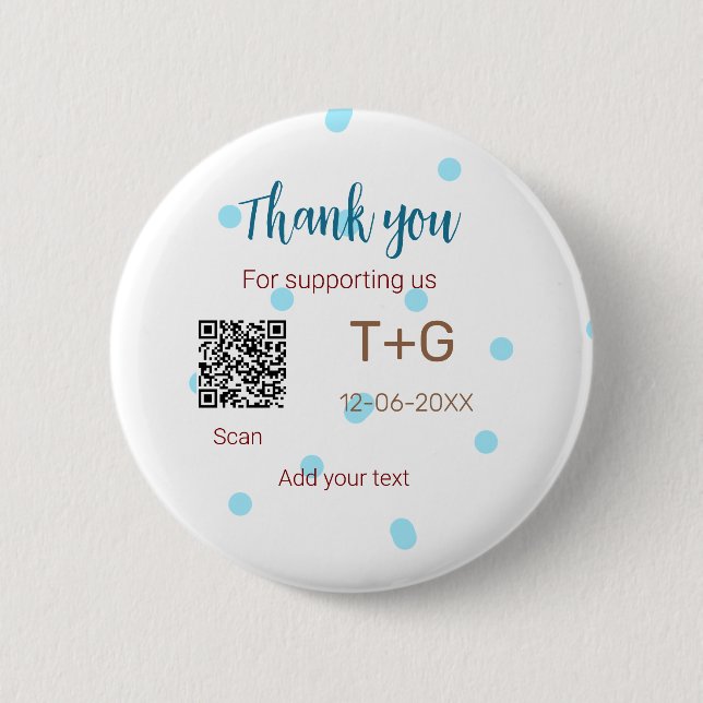 Honeymoon fund Add Q R code couple name wedding Button (Front)