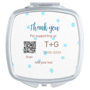 Honeymoon fund Add Q R code couple name wedding Compact Mirror