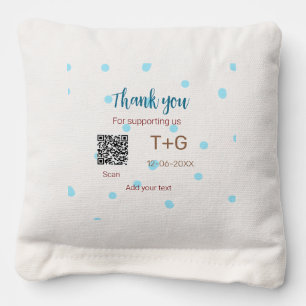 Honeymoon fund Add Q R code couple name wedding Cornhole Bags