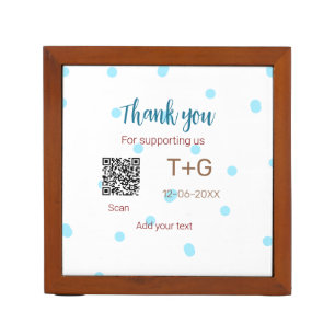 Honeymoon fund Add Q R code couple name wedding Desk Organizer