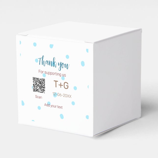 Honeymoon fund Add Q R code couple name wedding Favor Boxes (Front Side)